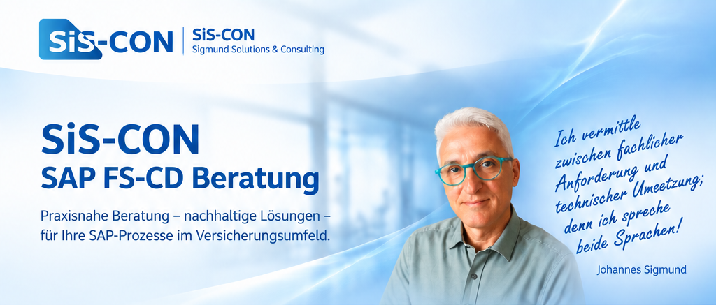 SiS-CON – SAP FS-CD Beratung. Ich vermittle zwischen fachlicher Anforderung und technischer Umsetzung; denn ich spreche beide Sprachen!